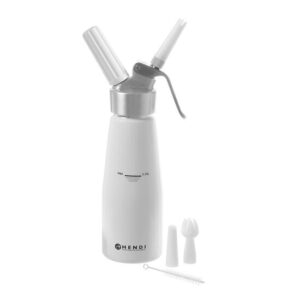 Aparat / sifon frisca Kitchen Line. capacitate 0.5 litri. 8x 26 cm. corp aluminiu. incluse 3 duze polipropilena si perie curatare