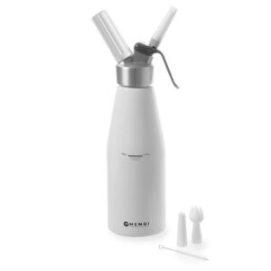 Aparat / sifon frisca Kitchen Line. capacitate 0.95 lt. diam 9.5 x (H) 32 cm. incluse 3 duze polipropilena si perie curatare