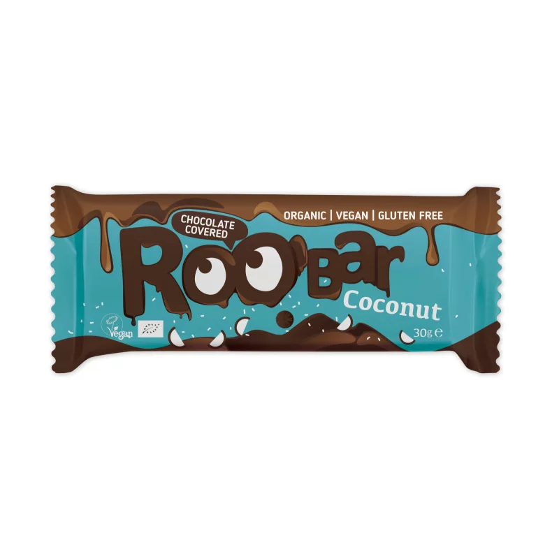 Baton proteic cocos invelit in ciocolata 30 gr Roobar
