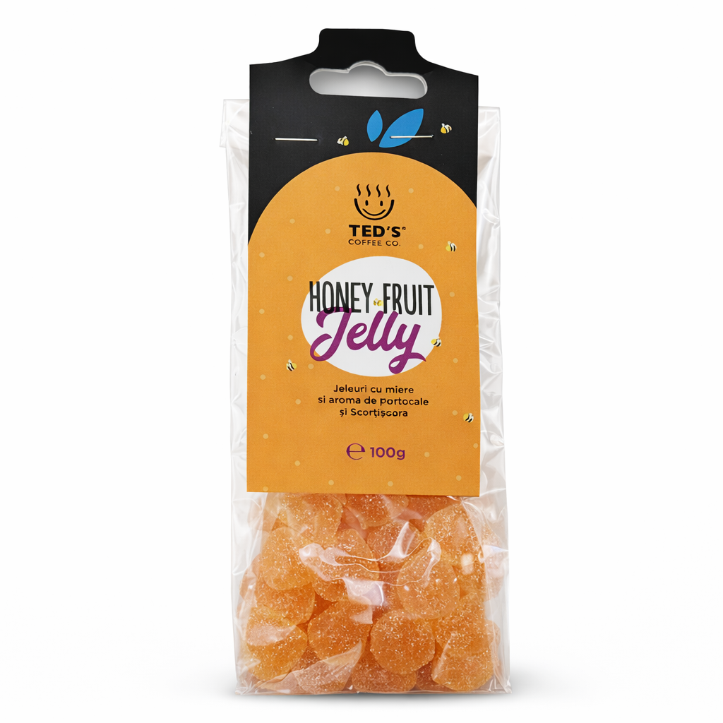 Jeleuri TED'S cu miere, portocale si scortisoara,100 gr/punga