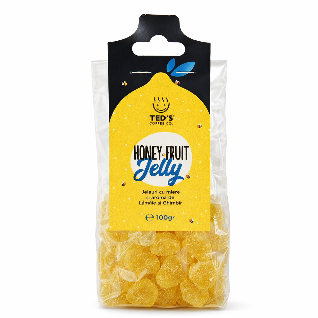 Jeleuri TED'S cu miere, lamaie si ghimbir,100 gr/punga