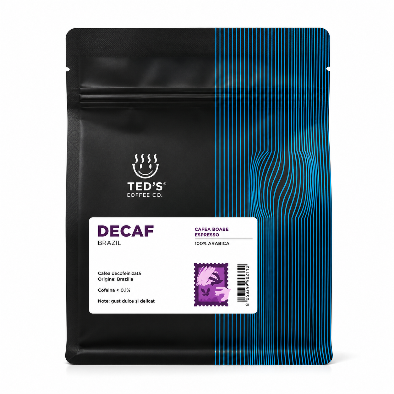 Cafea Boabe TED’S DECAF, punga 250 gr